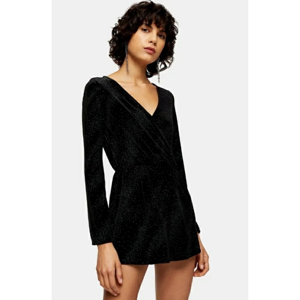 Topshop Glitter Velvet Short Romper